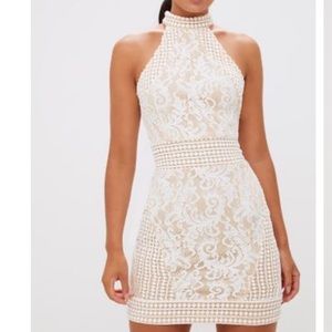 PrettyLittleThing White Crochet Lace Bodycon Dress